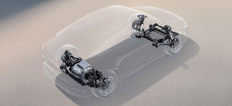 הדמייה של השלדה ומערכת המתלים באקספנג G6