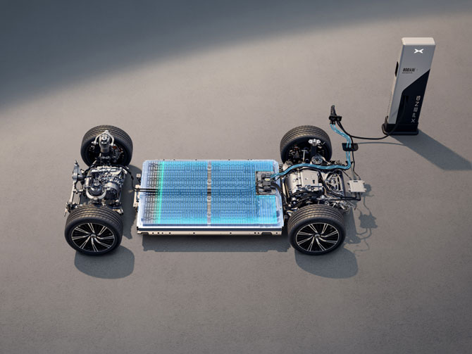 הדמייה של הסוללה באקספנג G9 בתהליך טעינה